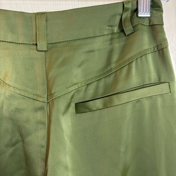 NEW Topshop satin cargo wide leg pants in khaki army olive green size 2 NWT - Picture 10 of 16